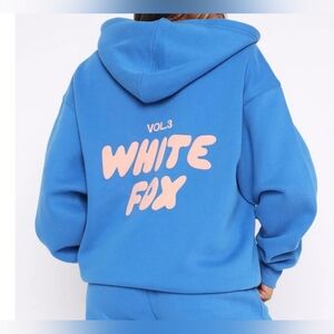 White Fox Offstage Zip Front Hoodie Azure S/M